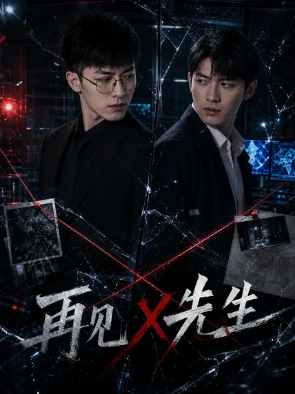 书店玻璃窗前两位男生的短剧海报，明亮通透的场景